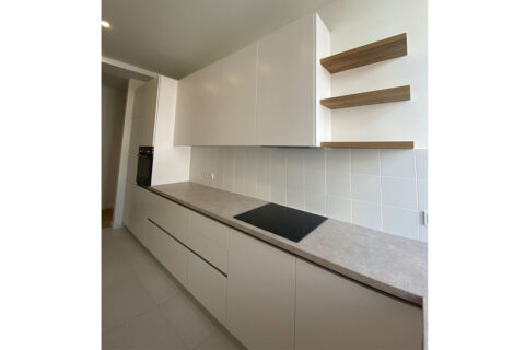 white kitchen with electrical plate