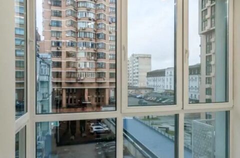 Modern facade of new residential building with apartments for sale in Kyiv, Bulvarno-Kudriavska Street 17A, Shevchenkivskyi District, contemporary architecture
