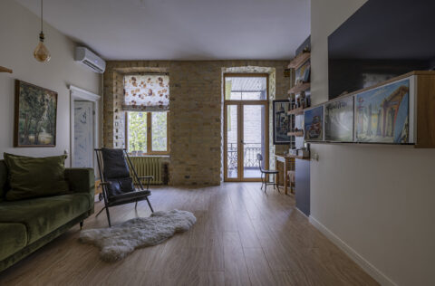 living room apartment for sale in Kyiv Ivana Franka 16/2 Zoloti Vorota district open plan modern interior