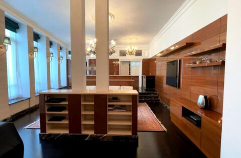 luxury living room with terrace in apartment for sale in Kyiv, Volodymyrska St 20/1-A Shevchenkivskyi district, premium duplex Kyiv real estate;