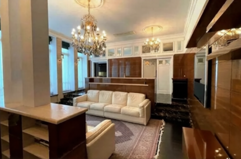 luxury living room with terrace in apartment for sale in Kyiv, Volodymyrska St 20/1-A Shevchenkivskyi district, premium duplex Kyiv real estate;
