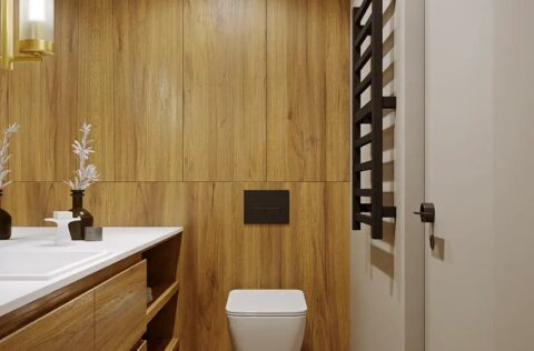 Bathroom with shower in apartment for sale in Kyiv, 13-A Instytutska St., Lypky district, modern design in pre-revolutionary building