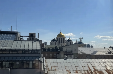 panoramic view of Volodymyr Cathedral from apartment for sale in Kyiv, Pyrohova St 2