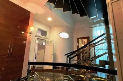 internal staircase connecting levels in duplex apartment for sale in Kyiv, Volodymyrska St 20/1-A Shevchenkivskyi district, luxury Kyiv real estate;