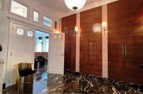 spacious apartment corridor with built-in wardrobes in duplex apartment for sale in Kyiv, Volodymyrska St 20/1-A Shevchenkivskyi district, premium historical building Kyiv;