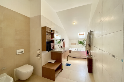 Modern bathroom in apartment for sale in Kyiv, Yaroslaviv Val 13, premium renovation in historical building