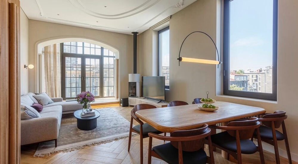 living room in apartment for sale in Kyiv, Instytutska 13a, near Mariinsky Park, Pecherskyi district