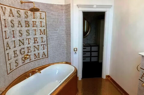 guest bathroom with modern сантехника in apartment for sale in Kyiv, Volodymyrska St 20/1-A Shevchenkivskyi district;