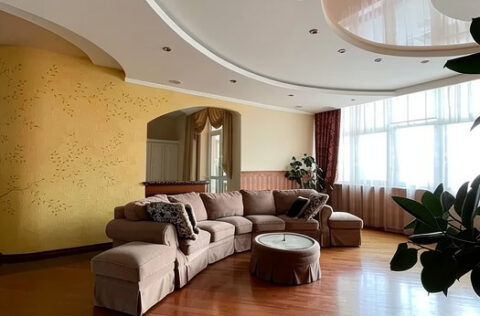 Elegant living room with fireplace in apartment for sale in Kyiv, Liuteranska St 10a, Pecherskyi district, premium residence