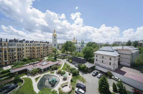 view from window apartment for sale Kyiv Rylskyi Lane 3 Saint Sophia Cathedral view historic centre