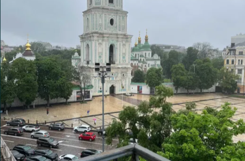 View of Sofia Cathedral from a Stalinka apartment in Kyiv Centre