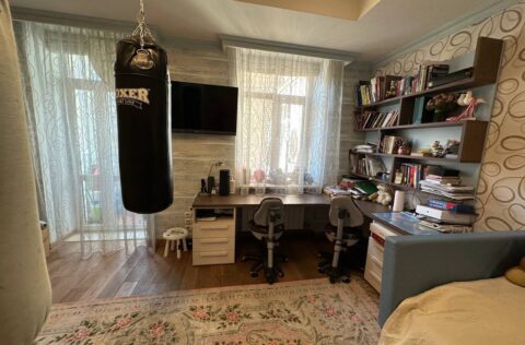 Bedroom in a renovated apartment on Yevhena Chykalenka Street, Kyiv