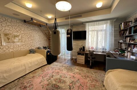 Bedroom in a renovated apartment on Yevhena Chykalenka Street, Kyiv
