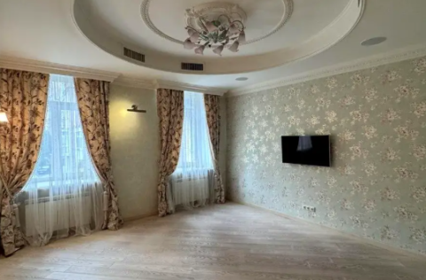 Bedroom in a renovated apartment on Yevhena Chykalenka Street, Kyiv