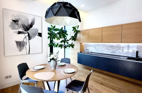 Open space kitchen-living room in a designer apartment on Liuteranska Street 7/10, Kyiv
