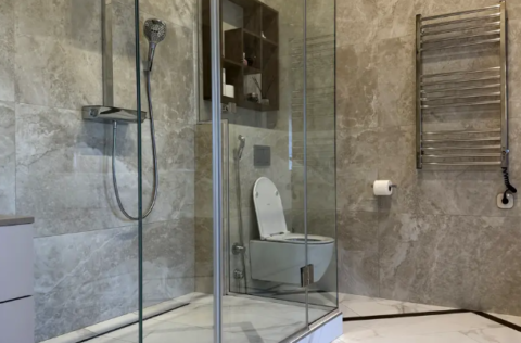 Bathroom in a renovated apartment on Kruhlouniversytetska Street 14, Kyiv