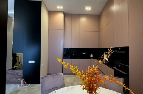 Open-plan kitchen-living room in an apartment on Kruhlouniversytetska Street, Kyiv