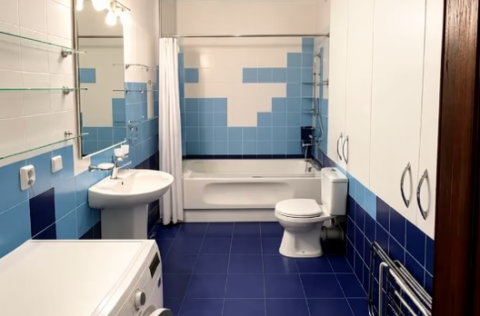 Bathroom in a renovated duplex apartment on Tarasa Shevchenka Lane, Kyiv