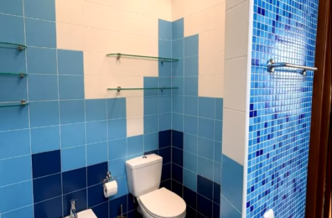 Bathroom in a renovated duplex apartment on Tarasa Shevchenka Lane, Kyiv