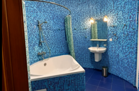Bathroom in a renovated duplex apartment on Tarasa Shevchenka Lane, Kyiv