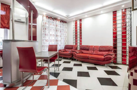 Open space kitchen-living room in an apartment on Velyka Vasylkivska Street 20, Kyiv