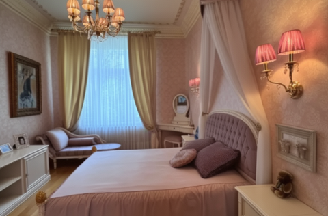 Bedroom in a renovated apartment on Tereshchenkivska Street, Kyiv