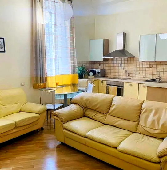 Open-plan kitchen-living room in an apartment on Arkhitektora Horodetskoho Street 10/1, Kyiv