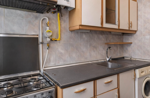 Kitchen in a historic apartment on Prorizna Street 21, Kyiv