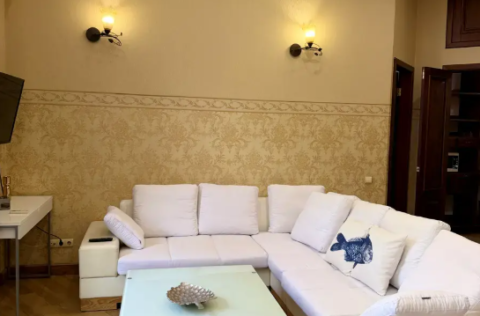 Vestor.Estate living room at Skoropadskoho St 1, historic Kyiv real estate