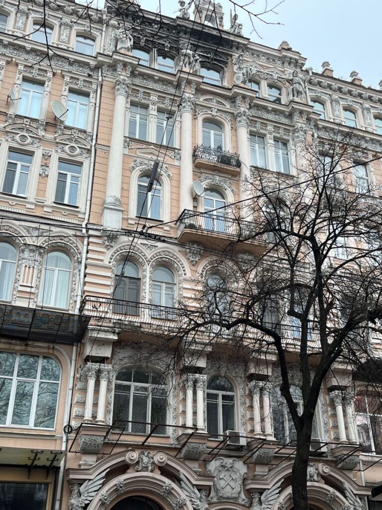 Façade of Ginzburg House at 9 Arkhitektora Horodetskoho Street in central Kyiv